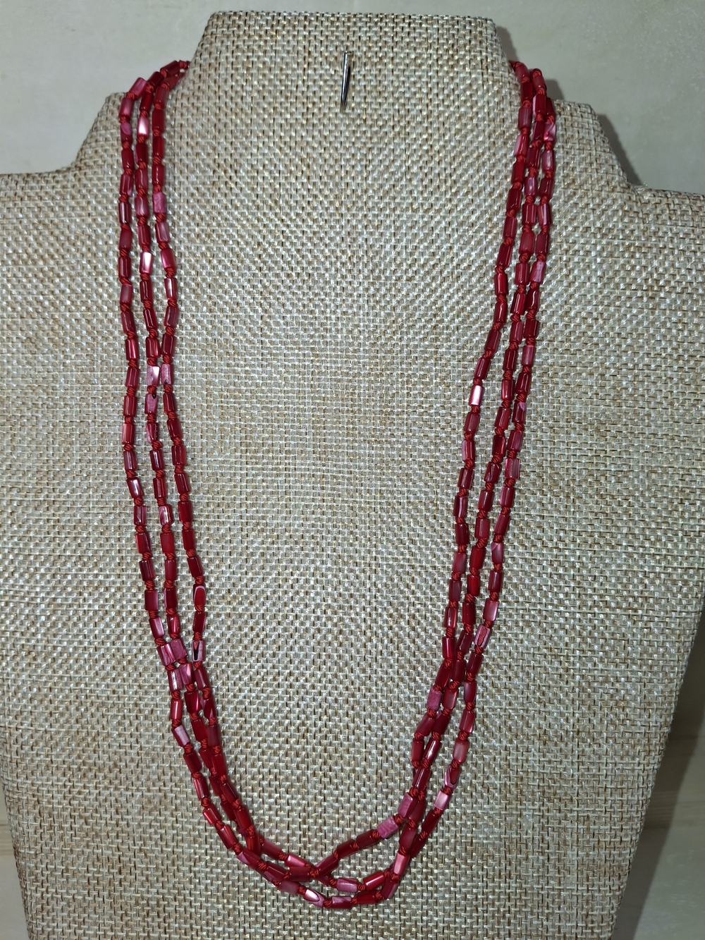 Elegant Red Multi-Strand Beaded Necklace - Women's Jewelry